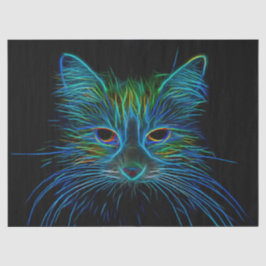 Niedlicher Tabby Cat Design Blue Green Black Pop A Seidenpapier