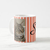 Niedlicher Tabby Katze Personalisiert gestreift Kaffeetasse (Vorderseite Links)