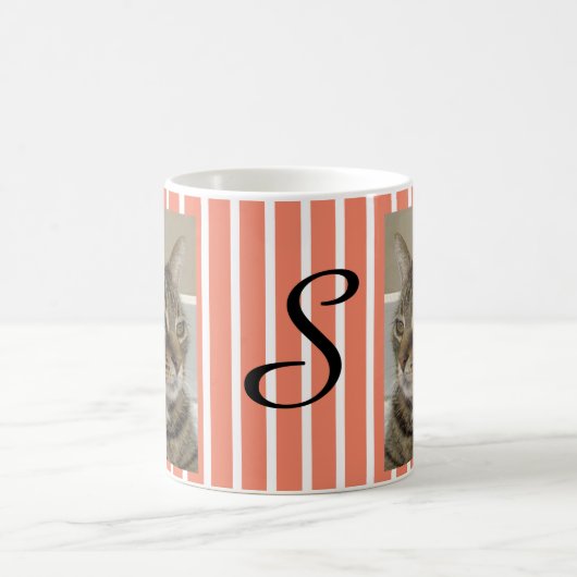 Niedlicher Tabby Katze Personalisiert gestreift Kaffeetasse (Mittel)