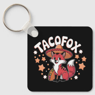Niedlicher Taco-Fuchs-Cartoon für Taco-Liebhaber Schlüsselanhänger