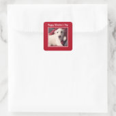 Niedlicher Tag des Hundes - Happy Valentines Quadratischer Aufkleber (Tasche)