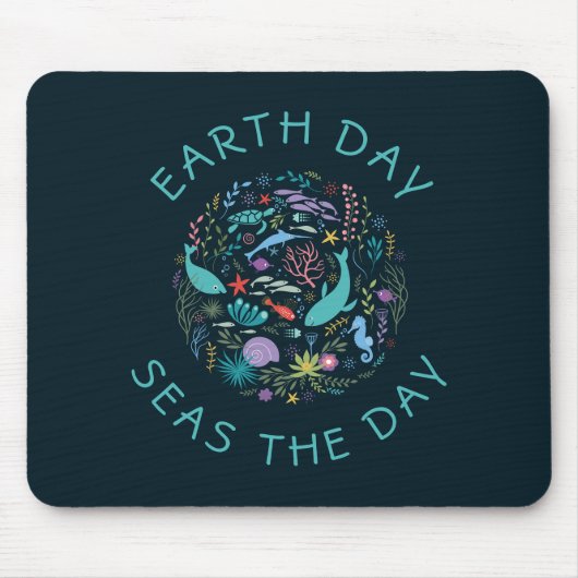 Niedlicher Tag des Meereslebens "Seas the Day" Mousepad (Vorne)