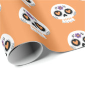 Niedlicher Tag des Toten Zuckerschädels Geschenkpapier (Rolleneckpunkt)