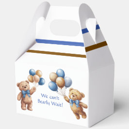 Niedlicher Tan Teddy Bear mit Balloons Boy Baby Du Geschenkschachtel