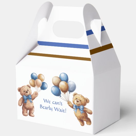 Niedlicher Tan Teddy Bear mit Balloons Boy Baby Du Geschenkschachtel (Rückseite)