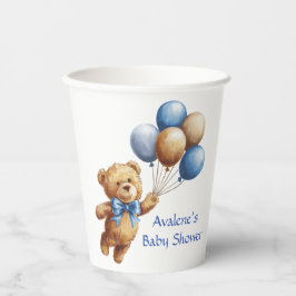 Niedlicher Tan Teddy Bear mit Balloons Boy Baby Du Pappbecher