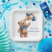 Niedlicher Tan Teddy Bear mit Balloons Boy Baby Du Pappteller (Party)