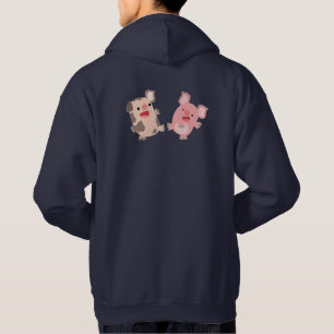 Niedlicher tanzender Cartoon Schweine Hoodie
