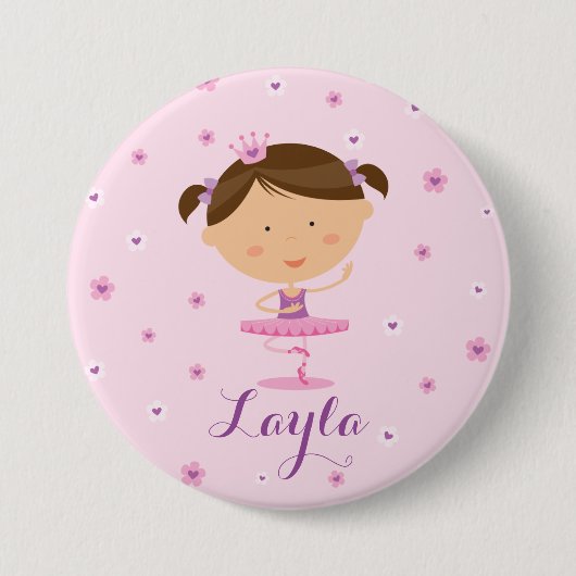 Niedlicher Tänzer-Ballerina-Mädchen-Knopf Button (Vorderseite)