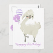 Niedlicher Tanzlama w. Ballons - Kindergeburtstag Postkarte (Vorne/Hinten)