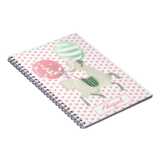 Niedlicher Tanzlama w. Balloons - Kinder-Notebook Notizblock (Rechte Seite)