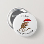 Niedlicher Tarsier mit Schirm-Cartoon-Abbildung Button (Vorne & Hinten)