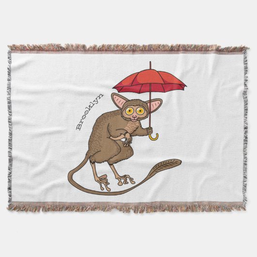 Niedlicher Tarsier mit Schirm-Cartoon-Abbildung Decke (Vorderseite)