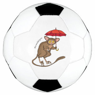 Niedlicher Tarsier mit Schirm-Cartoon-Abbildung Fußball