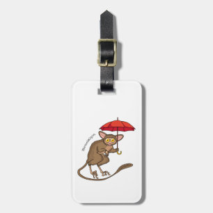 Niedlicher Tarsier mit Schirm-Cartoon-Abbildung Gepäckanhänger