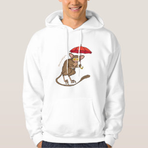 Niedlicher Tarsier mit Schirm-Cartoon-Abbildung Hoodie