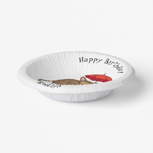 Niedlicher Tarsier mit Schirm-Cartoon-Abbildung Pappteller (Gewinkelt)