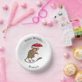 Niedlicher Tarsier mit Schirm-Cartoon-Abbildung Pappteller (Party)