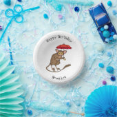 Niedlicher Tarsier mit Schirm-Cartoon-Abbildung Pappteller (Party)