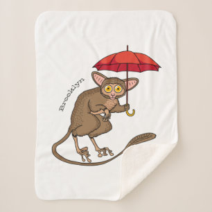 Niedlicher Tarsier mit Schirm-Cartoon-Abbildung Sherpadecke