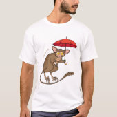 Niedlicher Tarsier mit Schirm-Cartoon-Abbildung T-Shirt (Vorderseite)