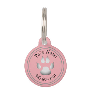 Niedlicher Tatzen-Druck kundengebundener rosa Haustiermarke