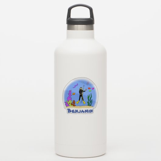 Niedlicher Taucher Cartoon Aufkleber (Wassserflasche)