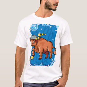 Niedlicher Taurus Bull am Nachthimmel T-Shirt