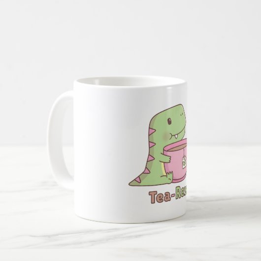 Niedlicher Tea-Rex-Schlägerteacup Kaffeetasse (Vorderseite Links)