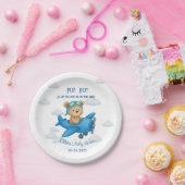 Niedlicher Teddy-Bär auf Airplane-Baby-Dusche | Pappteller (Party)