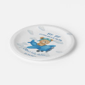 Niedlicher Teddy-Bär auf Airplane-Baby-Dusche | Pappteller (Schrägansicht)