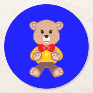 Niedlicher Teddy Bär auf Blue Paper Untersetzer