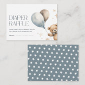 Niedlicher Teddy Bär & Balloons Boy Diaper Raffel Begleitkarte (Vorne/Hinten)