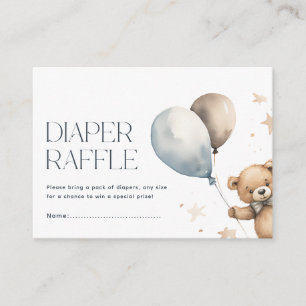 Niedlicher Teddy Bär & Balloons Boy Diaper Raffel Begleitkarte