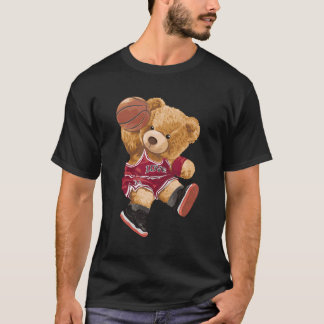 Niedlicher Teddy Bär Basketball spielen T-Shirt