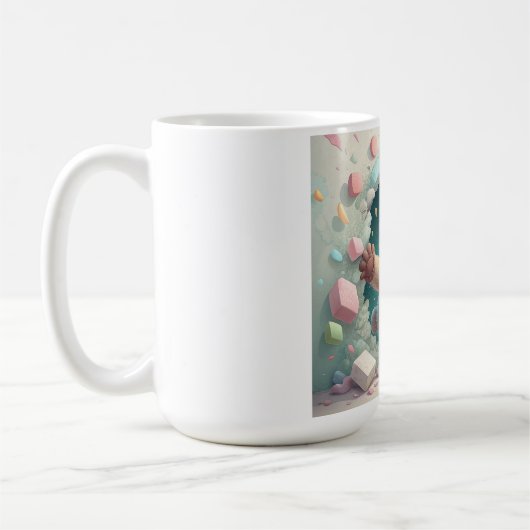 Niedlicher Teddy Bär bricht durch Mauer | Kinderzi Kaffeetasse (Links)