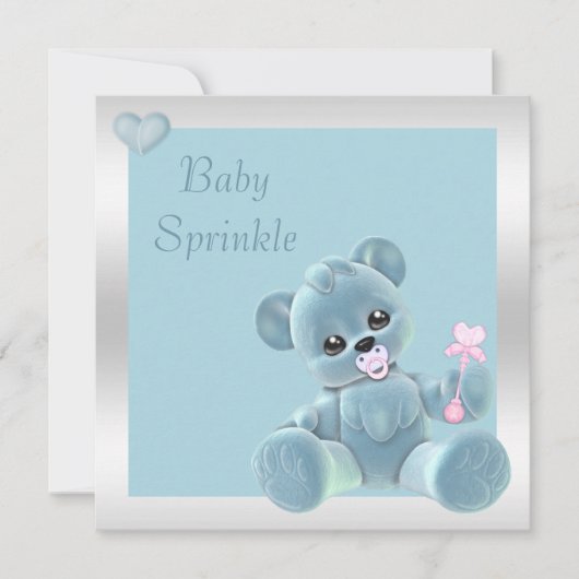 Niedlicher Teddy Bär Doppelseide Babysprinke Einladung (Vorderseite)