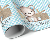 Niedlicher Teddy Bär Es ist eine junge Picnic Blue Geschenkpapier (Rolleneckpunkt)