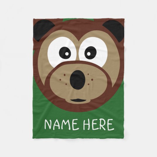 Niedlicher Teddy Bär Face Kinder Individuelle Name Fleecedecke (Vorderseite)