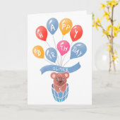 Niedlicher Teddy Bär farbenfrohe Balloons Boy Birt Karte (Gelbe Blume)