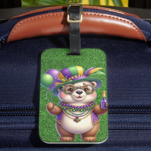 NIEDLICHER TEDDY-BAR FÜR MARDI GRAS GEPÄCKANHÄNGER (Vorderseite Insitu 2)