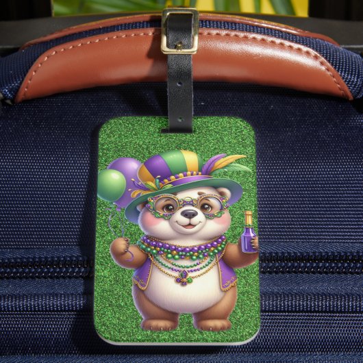 NIEDLICHER TEDDY-BAR FÜR MARDI GRAS GEPÄCKANHÄNGER (Vorderseite Insitu 2)