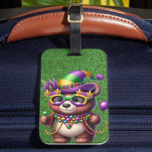 NIEDLICHER TEDDY-BAR FÜR MARDI GRAS GEPÄCKANHÄNGER (Vorderseite Insitu 2)