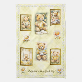 Niedlicher Teddy Bär Gelb Großer Tagesvergnügen gl Geschirrtuch