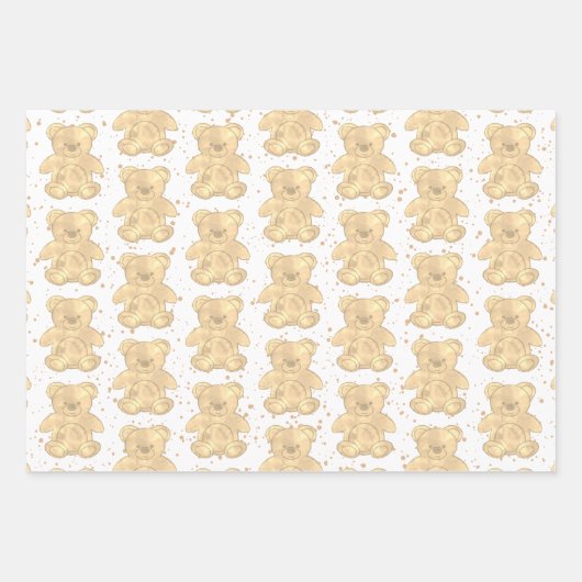 Niedlicher Teddy Bär Geschenkpapier Set (Vorderseite 3)