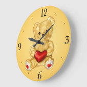 Niedlicher Teddy Bär Hypnotist Yellow Children Große Wanduhr (Winkel)