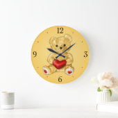 Niedlicher Teddy Bär Hypnotist Yellow Children Große Wanduhr (Zuhause)