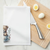 Niedlicher Teddy Bär im Teacup mit Blume Geschirrtuch (Viertel Falte)