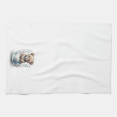 Niedlicher Teddy Bär im Teacup mit Blume Geschirrtuch (Horizontal)