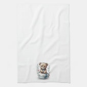 Niedlicher Teddy Bär im Teacup mit Blume Geschirrtuch (Vertikal)